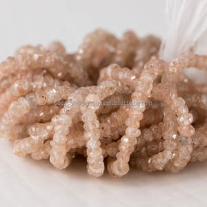 Perles Rondelle à facettes en Zircon, couleur Champagne, pierres précieuses naturelles - Product Image 3