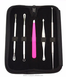 ชุดดูแลผิวหน้า5ชิ้นเครื่องมือกำจัดสิวหัวขาวหัวดำทำจากสเตนเลสเครื่องมือทำป๊อบเปอร์กำจัดสิวอุดตันสำหรับเดินทาง - Product Image 1