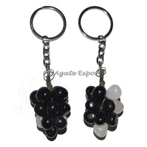 Porte-clés couleur raisin noir et Rose de 14mm, ancien créateur de pierres précieuses - Product Image 1