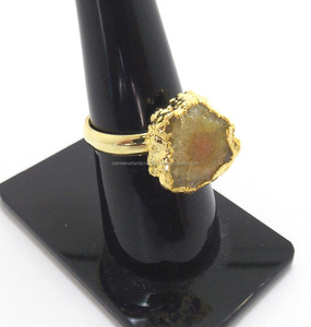 Anillo Druzy Solar Natural Hecho a Mano en Estilo Clásico Chapado en Oro y Rodio El Mejor Regalo de Boda para Ella para Fiestas - Product Image 2