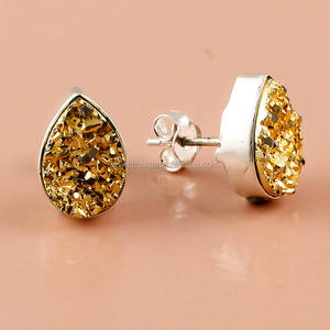 Druzy ต่างหูสำหรับสาวเงิน925เครื่องประดับเงินสเตอร์ลิงที่กำหนดเองทำซัพพลายเออร์ขายส่งต่างหู - Product Image 2