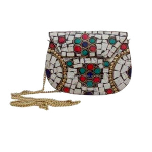 Vintage Ornaate Metal Brass Purse Antique Finish Purse Evening <b>Clutch</b> <b>Bag</b> - Product Image 4