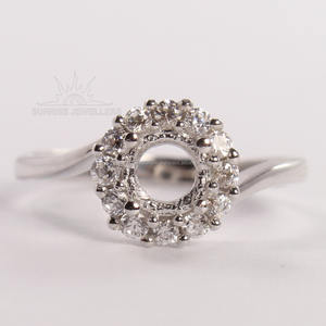 Pave Setting Bague de mariage de fiançailles Toutes les tailles en argent sterling 925 CZ Pre Prong Semi Mount 5 mm Bijoux de forme ronde - Product Image 2