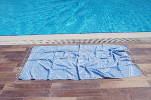 Serviettes turques Navajo Pestemal, Serviette Hammam Turquie Vente en gros-Couverture de plage et serviette/Collection tissée Jacquard couleur bleue - Product Image 3