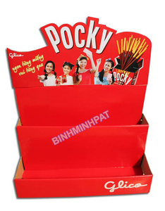 Pocky Stik Biskuit, Rak Pajangan Kertas Coklat, Rak Pajangan Berdiri, Warna Kustom Toko Ritel, Cetakan Offset CMYK