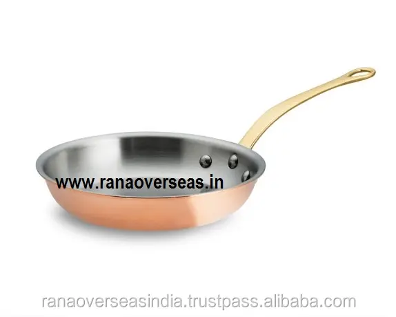 Pure Copper Frying Pan With Handle For Kitchen ,Restaurantware Cafe , And Hotel Usage