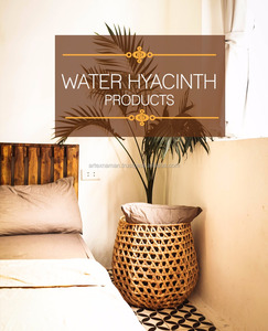 Panier à linge en jacinthe d'eau naturelle 100% fait à la main, conteneur de rangement et d'organisation biologique personnalisable pour la maison - Product Image 1