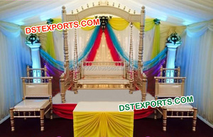 Balançoire paon en métal argenté Balançoire Jhula en laiton fabriquée à la main pour mariages-Fabricant et exportateur de décorations de mariage - Product Image 4