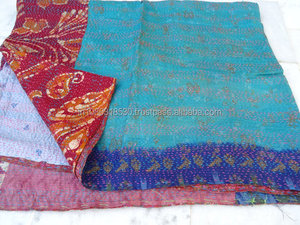 Reversible Kantha Handmade Re-Cyled Seiden schal Stola Multi color Multi use Einzigartige <span class=keywords><strong>hand</strong></span> gewebte Kantha Work Neck Wickels chals Schals