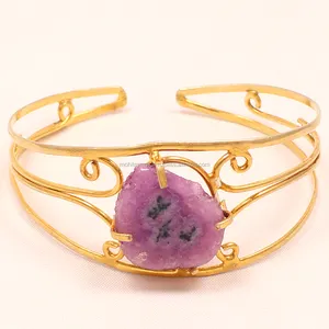 กำไลข้อมือสตรีสไตล์พังก์วินเทจ ทำจากสแตนเลสประดับอาเกต ปรับขนาดได้ สายสีเดียว ดีไซน์รูปนางฟ้า ทันสมัย มีสไตล์ - Product Image 1