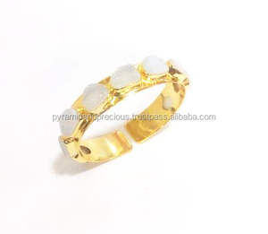 Adjustable Gold-Plated Sterling Silver Bangle <b>with</b> White Druzy Gemstone for Parties Weddings Gifts - Product Image 1