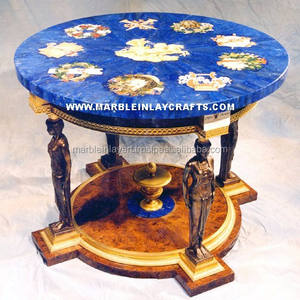 Mesa de centro con incrustaciones de mármol, lapislázuli - Product Image 1