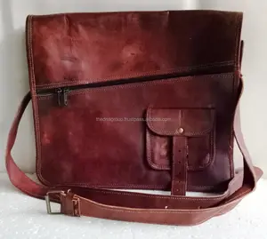 Hochwertige hand gefertigte Vintage-Büro tasche aus reinem Ziegenleder im klassischen Design