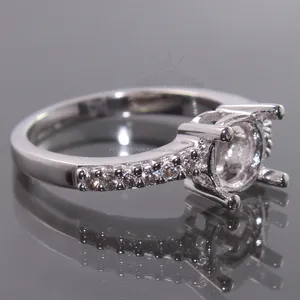 7mm Round CZ Semi Mount Ring Choose Sizes 925 Sterling Silver Wholesale Supplier