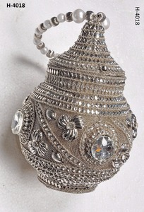 H4015 alta calidad señoras fiesta de noche bolso hecho a mano oro plata Metal embrague con cuentas piedra trabajo nupcial boda monedero - Product Image 4