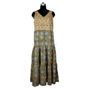 Bloque de mano indio impreso algodón largo Kurti indio verano señoras largo Kurti algodón túnica mujeres desgaste casual fiesta desgaste Top blusa - Product Image 1