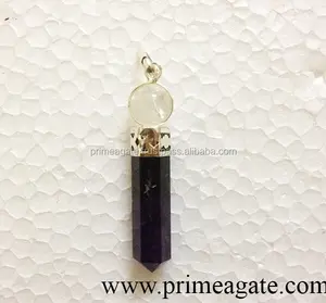 2018 Amethyst 2Pc Cap Pencil Pendants | Latest Wholesale Agate Jewellery