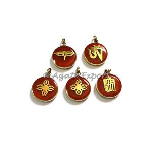 Fournisseur de pendentifs tibétains, amulette tibétaine GAU de couleur rouge - Product Image 1