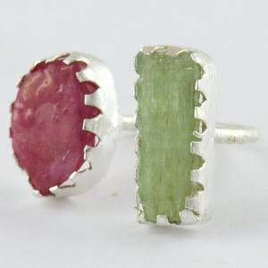 Anillo de plata de primera ley con gema de Rubí, sortija ajustable, plata esterlina 925, oro plateado - Product Image 3