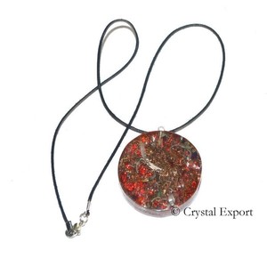 Cristaux Rouges Orgone Disque Pendentifs - Product Image 1
