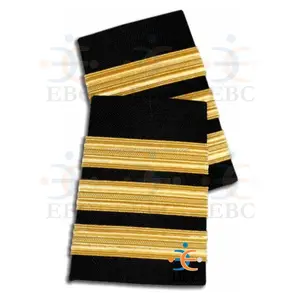 High Quality Epaulet 3 Stripe Bars First Officer's Bars Gold Silver Yellow or Black or White Braid on Darker Midnight Black
