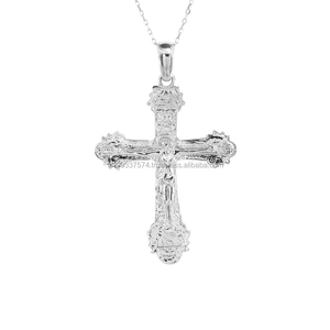 Unisex 14K Solid Gold Jesus <b>Cross</b> <b>Charm</b> Necklace Vintage Style Crystal <b>Cross</b> Necklace in Rose White Yellow Gold-for Gift - Product Image 2