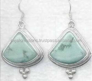 Boucles d'oreilles turquoise, boucles d'oreilles en argent avec pierre turquoise, boucles d'oreilles en pierre - Product Image 1