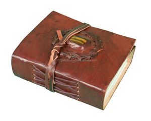 Handmade Genuine Leather Stone Stitched On Softcover Bound Strap Journal Notebook Diary With Blank White Pages For Man And Woman - Product Image 2