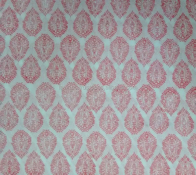 Hecho a mano indio mano bloque impreso tela de algodón de la tela Sanganeri Jaipuri tela