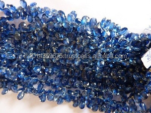 หินอัญมณีไคยาไนต์สีน้ำเงินแบบเจาะทะลุลูกปัดเครื่องประดับทำคริสตัลสร้อยคอหินบำบัด - Product Image 3