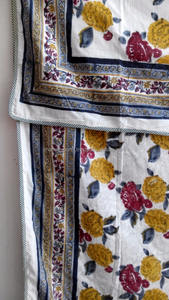 Couette réversible matelassée en tissu imprimé en blocs sur mesure avec garnissage en coton, taille double, couverture de lit chaude pour l'hiver - Product Image 2