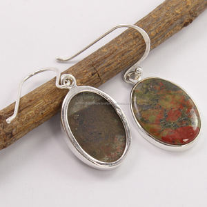 คอลเลกชันใหม่925เงินสเตอร์ลิง1คู่ต่างหูธรรมชาติ UNAKITE Cabochon อัญมณี - Product Image 2