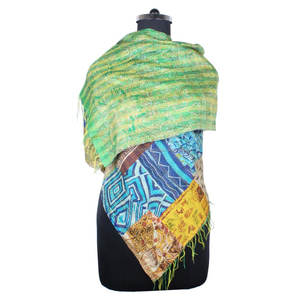 Kantha-Écharpe de Travail en Soie pour Fille, Style Vintage Fait Main, Design Tendance, SC1407 - Product Image 1