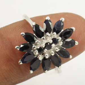 Bague unisexe vintage en saphir bleu pour mariage et fête Toutes tailles Pierres précieuses naturelles Bijoux classiques en argent sterling 925 - Product Image 2