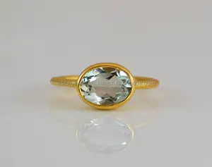 ירוק אמטיסט חן כסף 925 יפה בעבודת יד זהב vermeil תכשיטי טבעת