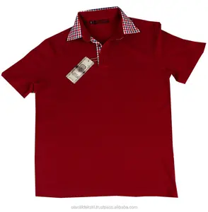 Camisa polo claret vermelha 100% algodão, camiseta polo de manga de alta qualidade