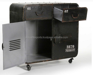 Cajones de pecho hechos a mano de estilo industrial moderno, ruedas de gabinete de almacenamiento de hierro, estética antigua de Color personalizada para la vida en el hogar - Product Image 3