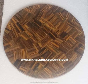 Yellow Tiger Eye Round Break Fast Table Top - Product Image 1