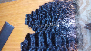 MACHINE DOUBLE WEFTS INDIAN VIRGIN REMY HAIR GRADE DEEP WAVE HAIR EXTENSIONS - Product Image 2