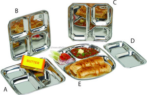 Plateau rectangulaire en acier inoxydable pour Pav Bhaji 50x40x30cm Design classique Marque NEELKANTH/MAX FRESH - Product Image 3