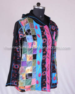 เสื้อฮู้ดโบฮีเมียนปักลายใบไม้สี่เหลี่ยม,เสื้อแจ็คเก็ต CSWJ 435 - Product Image 3