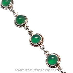 Handmade 925 Sterling Silver Green <b>Onyx</b> Gemstone <b>Bracelet</b> High Trending Vintage Style Rhodium Plated For Gift Fine Jewelry - Product Image 3