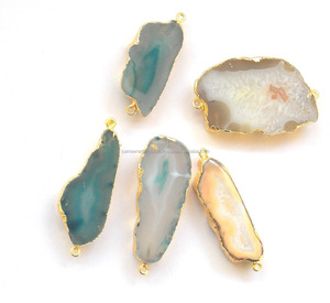 Bijoux tendance en argent sterling or 18 carats pendentif en agate naturelle avec double caution pour les fêtes de mariage bracelet bracelet faisant un cadeau - Product Image 3