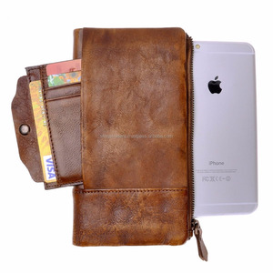 Cartera de mano larga de cuero, Cartera de mano hecha a mano con tarjetero extraíble - Product Image 4