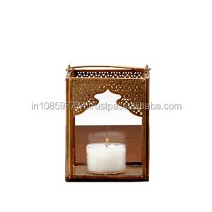 Praça Shaped Lanterna Árabe Metal Tea Light Votive Candle Holder Alta Qualidade Metal Candle Lanterna para Table Top