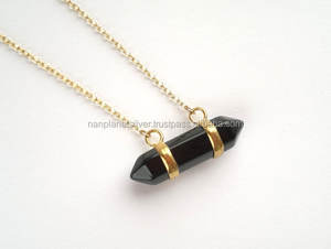 Nanplanetsilver 925 Sterling <b>Silver</b> Unisex Pendant <b>Necklace</b> Horizontal <b>Crystal</b> Point Gemstone GN022 for Wedding Parties Gifts - Product Image 6