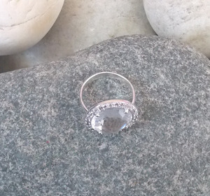 รอบ Clear ควอตซ์925เงินสเตอร์ลิง Cubic Zircon แหวน - Product Image 4