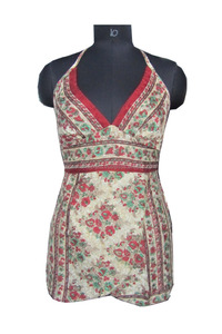 เดรสสั้นผ้าไหมวินเทจพิมพ์ลายแฟชั่นสำหรับผู้หญิง - Product Image 2