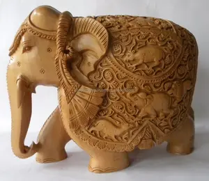 Super Fine Collection of Wooden Elephant Figurine Hand-Carved Statue
