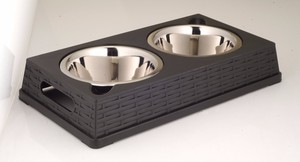 Cat Double Diner ชามสัตว์เลี้ยงพร้อมขาตั้งพลาสติก,ชามสเตนเลสสตีลพรีเมียมสองชั้นสำหรับสุนัขแมว - Product Image 3